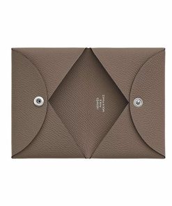 Hermes Calvi Card Holder Etoupe Epsom